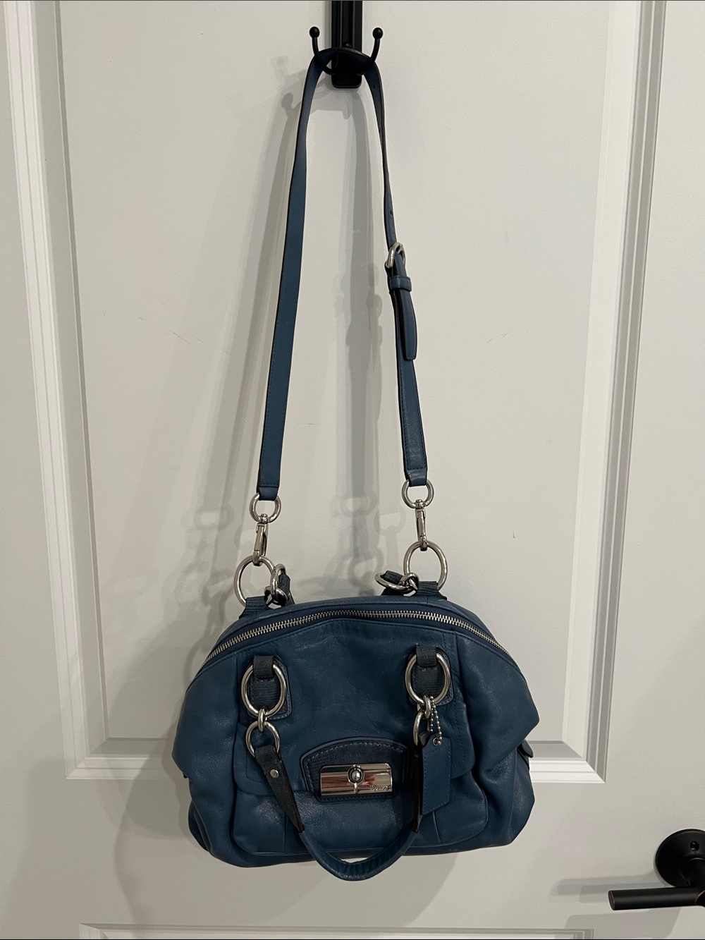 Coach Blue Leather Crossbody Satchel